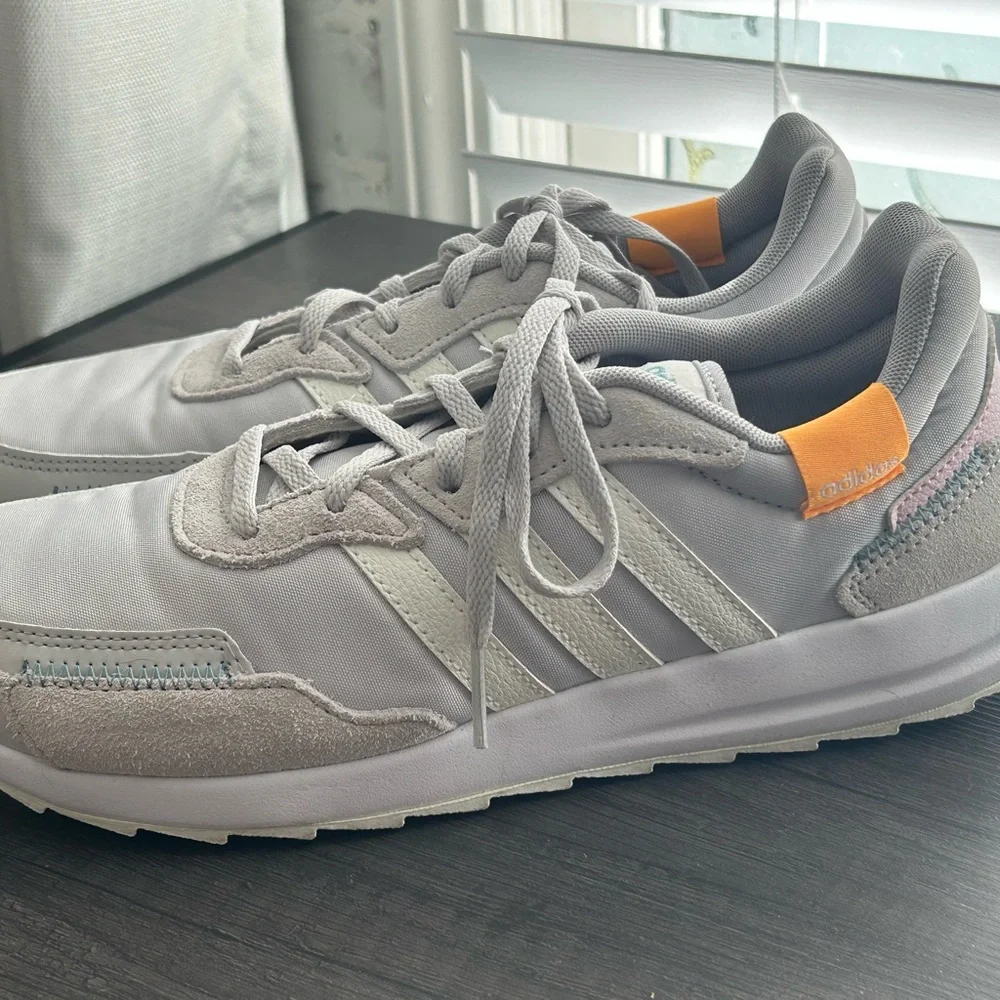 Adidas Women’s Gray and Orange Athletic Shoes with Suede and Mesh - Picture 3 of 5
